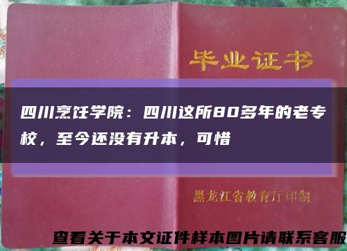 四川烹饪学院：四川这所80多年的老专校，至今还没有升本，可惜缩略图