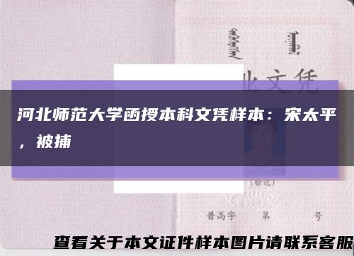 河北师范大学函授本科文凭样本：宋太平，被捕缩略图