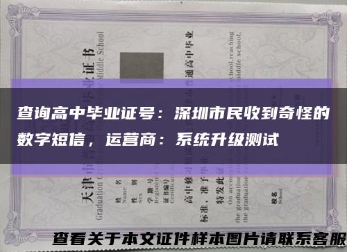 查询高中毕业证号：深圳市民收到奇怪的数字短信，运营商：系统升级测试缩略图
