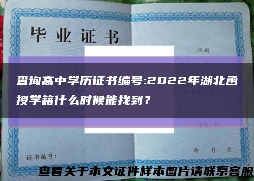 查询高中学历证书编号:2022年湖北函授学籍什么时候能找到？缩略图