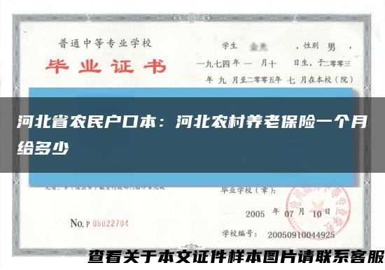 河北省农民户口本：河北农村养老保险一个月给多少缩略图