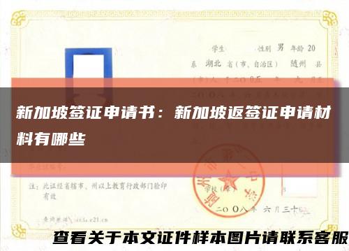 新加坡签证申请书：新加坡返签证申请材料有哪些缩略图
