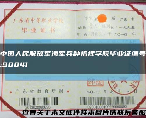 中国人民解放军海军兵种指挥学院毕业证编号:90041缩略图