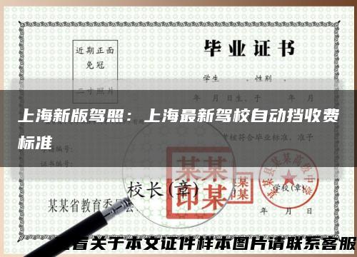 上海新版驾照：上海最新驾校自动挡收费标准缩略图