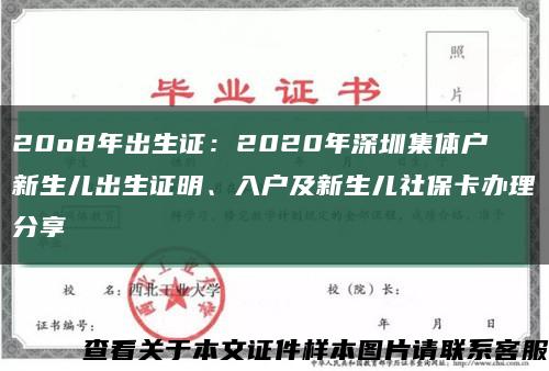 20o8年出生证：2020年深圳集体户新生儿出生证明、入户及新生儿社保卡办理分享缩略图