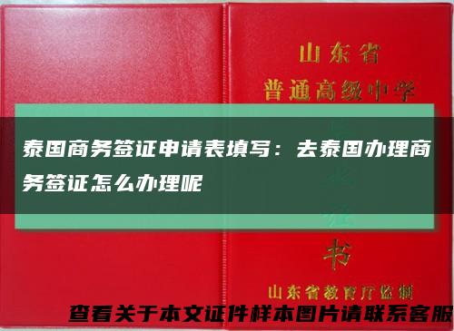 泰国商务签证申请表填写：去泰国办理商务签证怎么办理呢缩略图