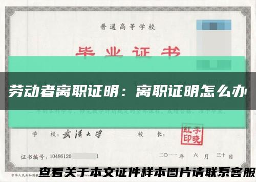 劳动者离职证明：离职证明怎么办缩略图