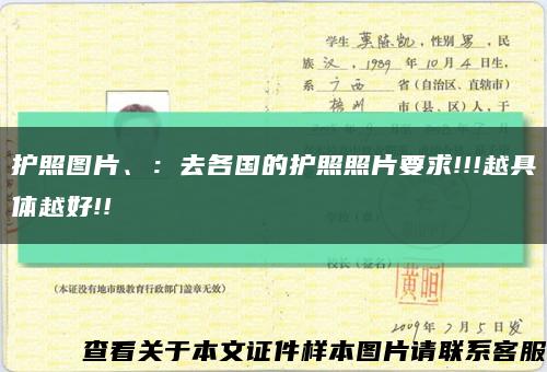 护照图片、：去各国的护照照片要求!!!越具体越好!!缩略图