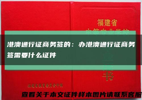 港澳通行证商务签的：办港澳通行证商务签需要什么证件缩略图