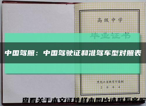 中国驾照：中国驾驶证和准驾车型对照表缩略图