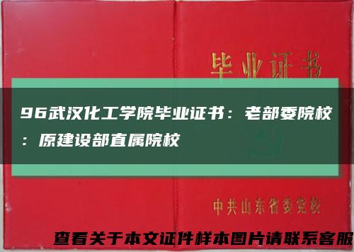 96武汉化工学院毕业证书：老部委院校：原建设部直属院校缩略图