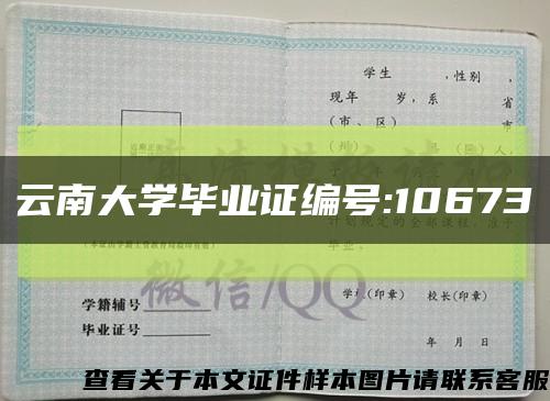 云南大学毕业证编号:10673缩略图