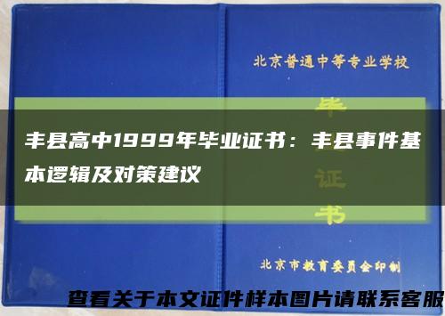 丰县高中1999年毕业证书：丰县事件基本逻辑及对策建议缩略图