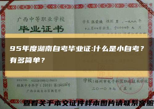 95年度湖南自考毕业证:什么是小自考？有多简单？缩略图