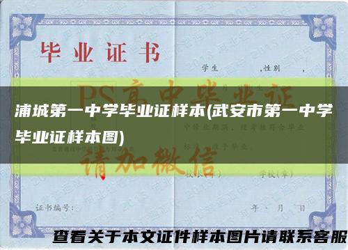 浦城第一中学毕业证样本(武安市第一中学毕业证样本图)缩略图