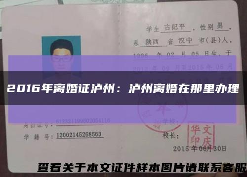 2016年离婚证泸州：泸州离婚在那里办理缩略图