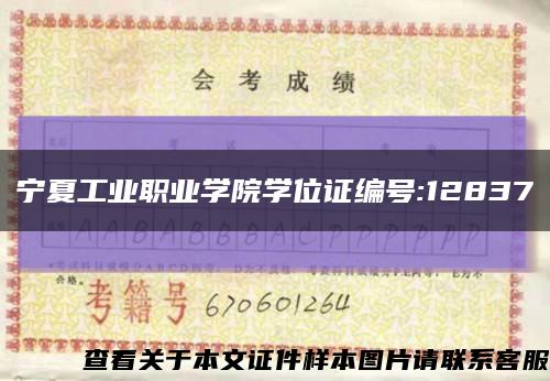 宁夏工业职业学院学位证编号:12837缩略图