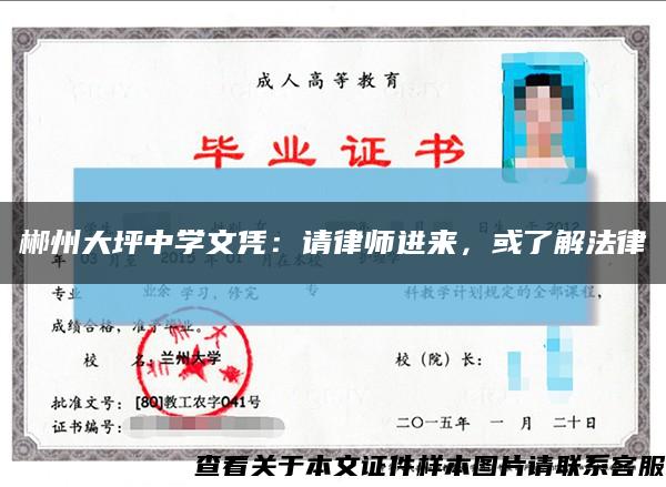 郴州大坪中学文凭：请律师进来，或了解法律缩略图