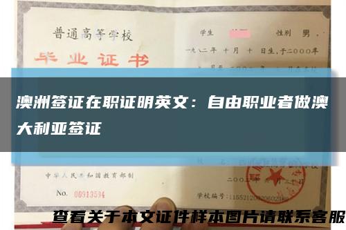 澳洲签证在职证明英文：自由职业者做澳大利亚签证缩略图