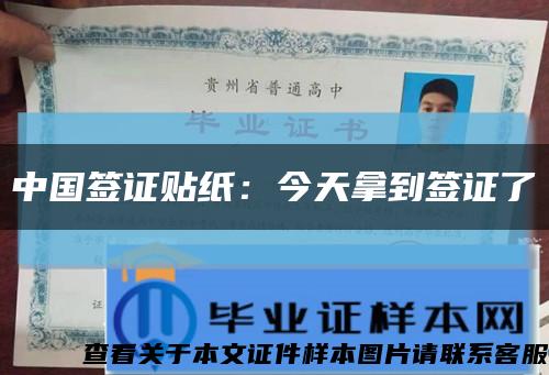 中国签证贴纸：今天拿到签证了缩略图