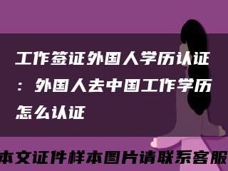 工作签证外国人学历认证：外国人去中国工作学历怎么认证缩略图