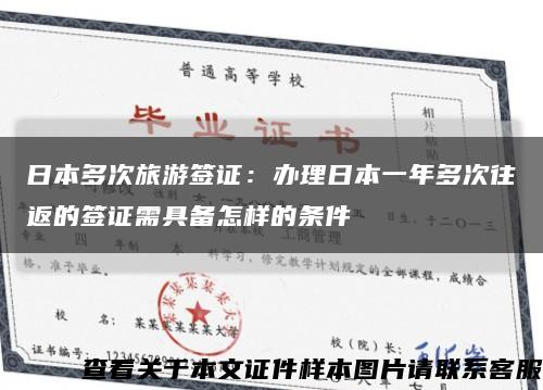 日本多次旅游签证：办理日本一年多次往返的签证需具备怎样的条件缩略图