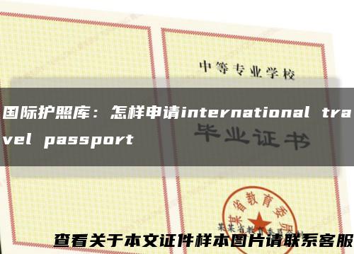 国际护照库：怎样申请international travel passport缩略图