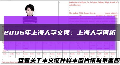 2006年上海大学文凭：上海大学简析缩略图