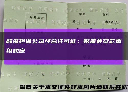 融资担保公司经营许可证：银监会贷款重组规定缩略图