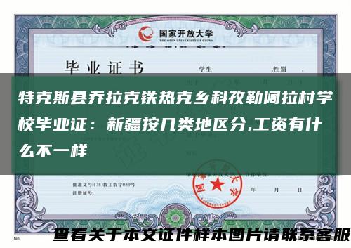 特克斯县乔拉克铁热克乡科孜勒阔拉村学校毕业证：新疆按几类地区分,工资有什么不一样缩略图