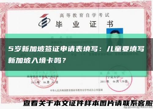 5岁新加坡签证申请表填写：儿童要填写新加坡入境卡吗？缩略图