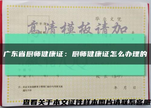 广东省厨师健康证：厨师健康证怎么办理的缩略图