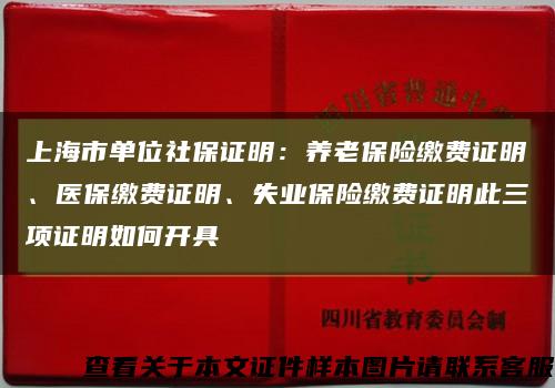 上海市单位社保证明：养老保险缴费证明、医保缴费证明、失业保险缴费证明此三项证明如何开具缩略图