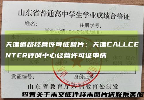 天津道路经营许可证图片：天津CALLCENTER呼叫中心经营许可证申请缩略图