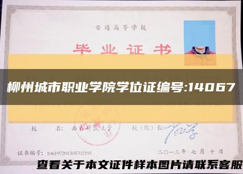 柳州城市职业学院学位证编号:14067缩略图
