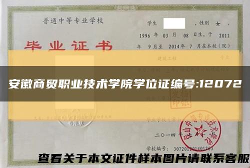 安徽商贸职业技术学院学位证编号:12072缩略图