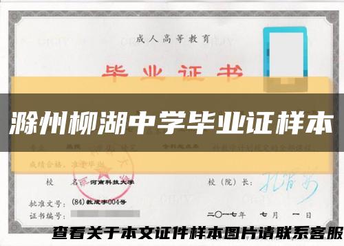 滁州柳湖中学毕业证样本缩略图