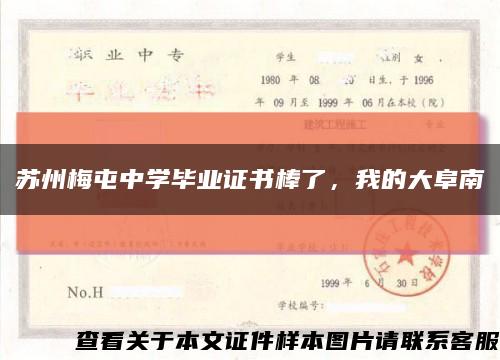 苏州梅屯中学毕业证书棒了，我的大阜南缩略图