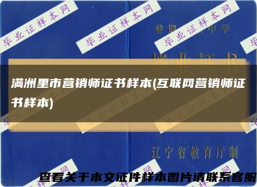 满洲里市营销师证书样本(互联网营销师证书样本)缩略图