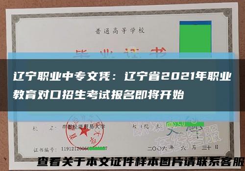 辽宁职业中专文凭：辽宁省2021年职业教育对口招生考试报名即将开始缩略图
