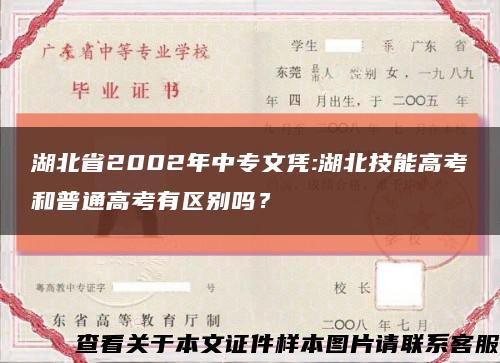 湖北省2002年中专文凭:湖北技能高考和普通高考有区别吗？缩略图