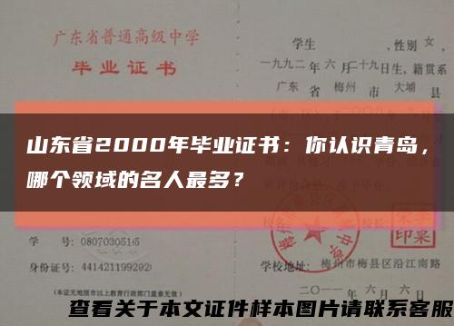 山东省2000年毕业证书：你认识青岛，哪个领域的名人最多？缩略图