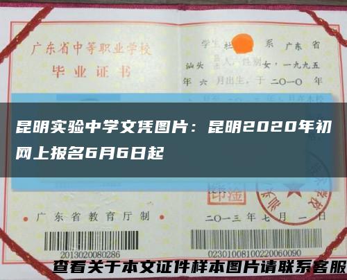 昆明实验中学文凭图片：昆明2020年初网上报名6月6日起缩略图