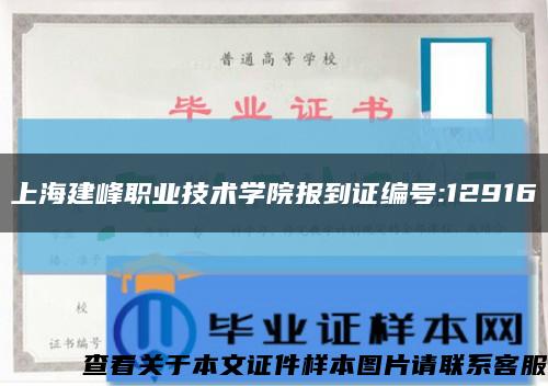 上海建峰职业技术学院报到证编号:12916缩略图