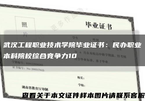 武汉工程职业技术学院毕业证书：民办职业本科院校综合竞争力10缩略图
