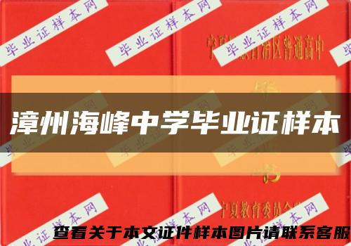 漳州海峰中学毕业证样本缩略图