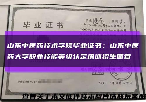 山东中医药技术学院毕业证书：山东中医药大学职业技能等级认定培训招生简章缩略图