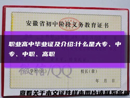 职业高中毕业证及介绍:什么是大专、中专、中职、高职缩略图
