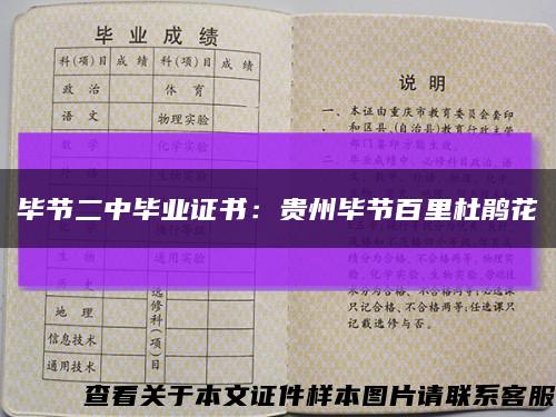 毕节二中毕业证书：贵州毕节百里杜鹃花缩略图