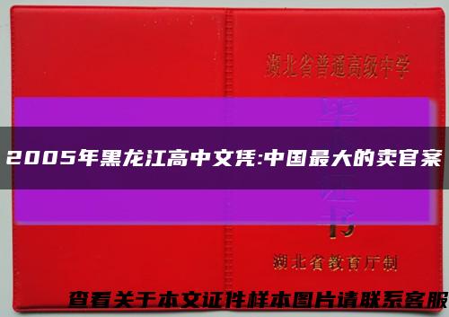 2005年黑龙江高中文凭:中国最大的卖官案缩略图